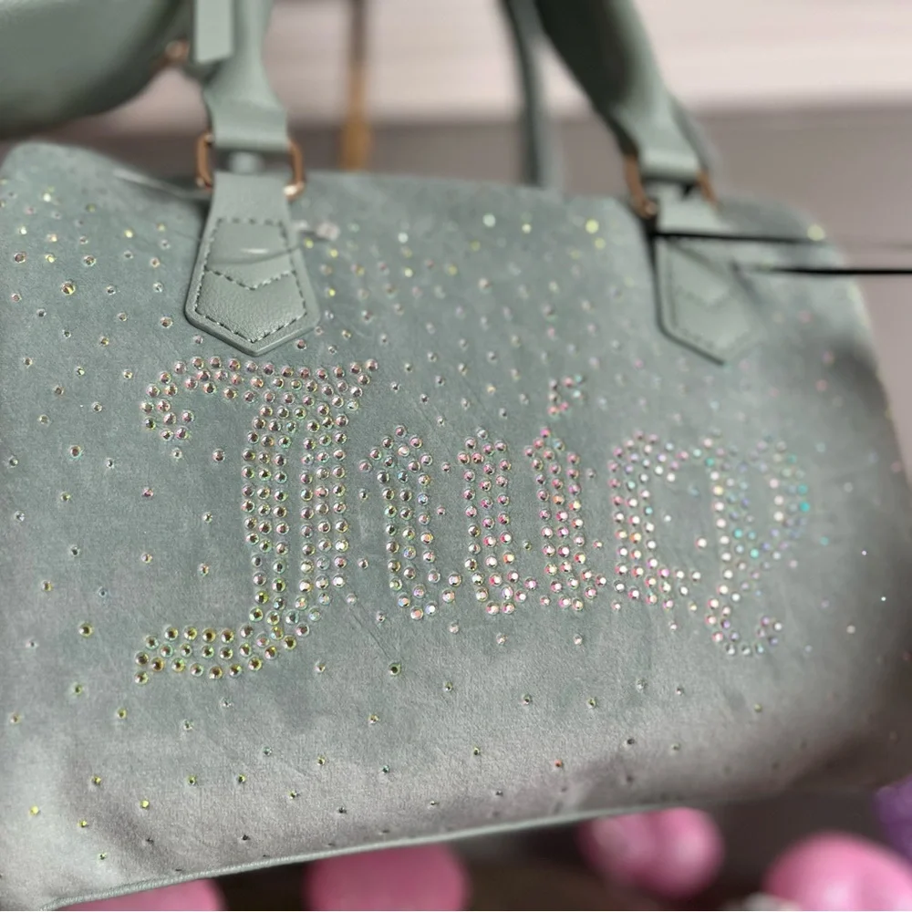 Juicy Couture Let It Shine Cool Blue Rhinestone Satchel Crossbody NWT
